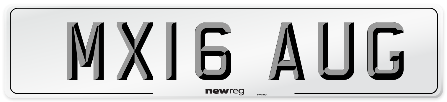 MX16 AUG Number Plate from New Reg